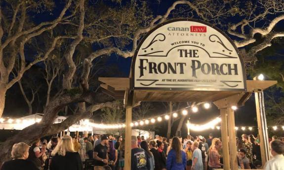 the front porch stage at night