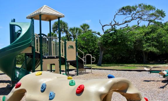 The playground area with slides and other games for children to use