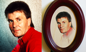 Comparison photo of a man and their carved portrait from Anatol Studio