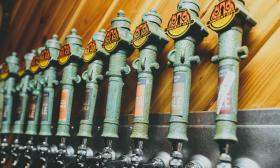 Taps showing the varieties for fresh brews at one stop on the Pour Tour in St. Augustine.