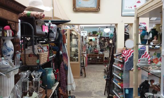 The packed shelves at Antiques & Things on San Marco in St. Augusinte.