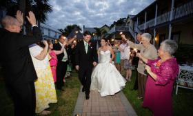 This couple who were married with Bayfront Marin House Weddings enjoying a sparkler honor guard. Scott Smith Photography. 