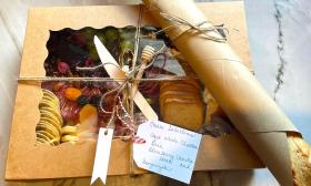 A custom charcuterie box from The Bleu Fig in St. Augustine, FL.