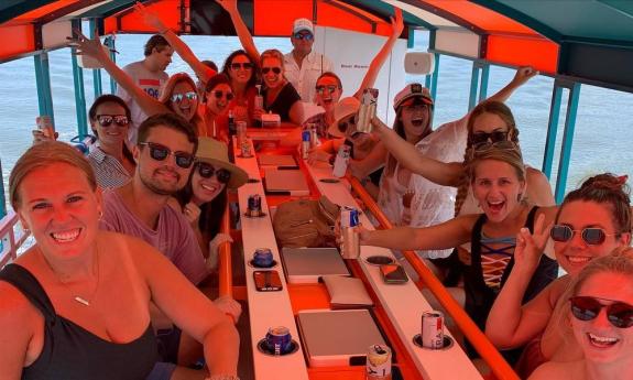 Guests enjoying a day on the water in Bluewater Adventure's Cycle Boat in St. Augustine.