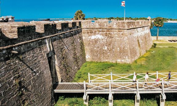 Visitors walk on this bridge to enter inside the Castillo de San Marcos