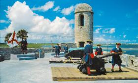 A canon firing re-enactment taking place at the national monument