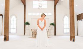 A bride inside Chandler Oaks Barn in St. Augustine.