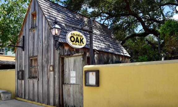 Colonial Oak Music Park entrance from St. George Street