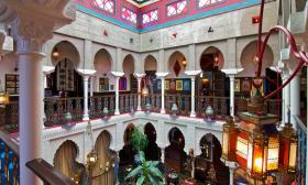 The central atrium of the Villa Zorayda is a treasure trove of Moroccan and Spanish antiques and fine art.
