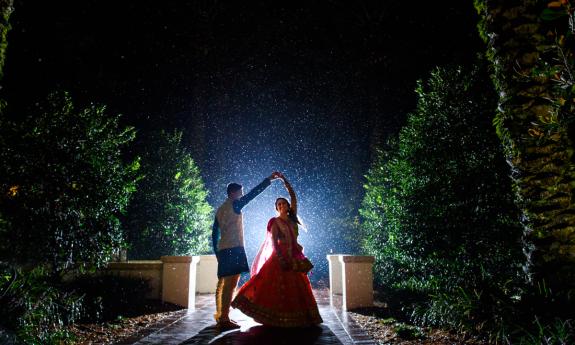 A couple celebrate their wedding and their South Asian heritage in St. Augustine. Photo by Rob Futrell.