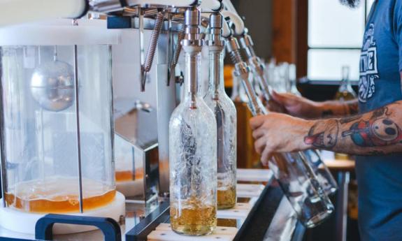 Filling bottles at the Distillery 