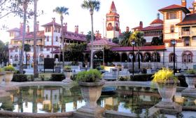 Henry Flagler's Ponce de Leon Hotel, now Flagler College, viewed from the former Alcazar Hotel across the street.