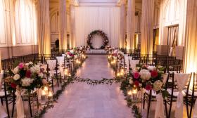 Romantic ceremony in the grande ballroom at the Treasury on the Plaza