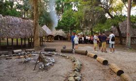 The recreated Timucuan Village of Seloy is a popular spot at the Fountain of Youth Archaeological Park in St. Augustine, FL.