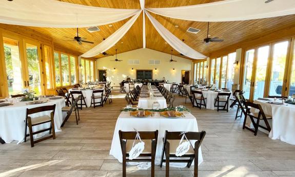 The Magnolia Room arranged for a light and airy wedding at the Fountain of Youth in St. Augustine.