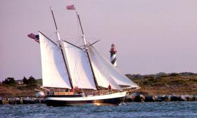 A day sail aboard the Schooner Freedom offers great views of the historic St. Augustine cityscape.
