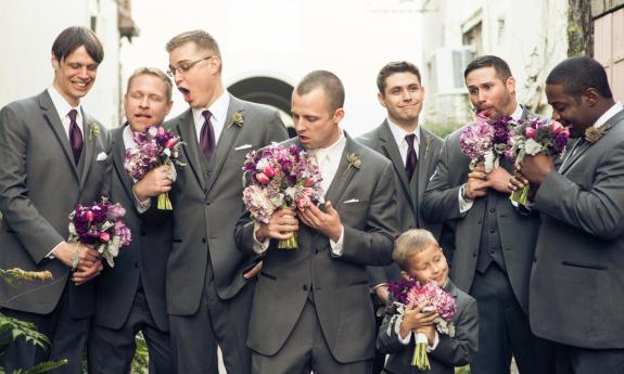 Groomsmen having a bit of fun after a wedding in St. Augustine. Rob Futrell photo.