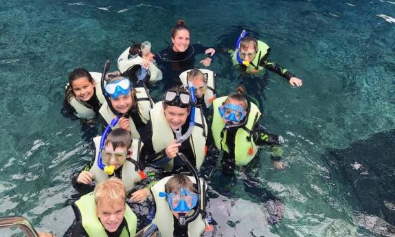 Kids snorkeling at the St. Augustine Aquarium 