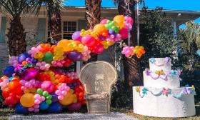 A birthday celebration installation courtesy of Hennessey Events in St. Augustine, FL.