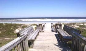 Boardwalk to the beach at Ocean House Condominiums in St. Augustine, Florida. 