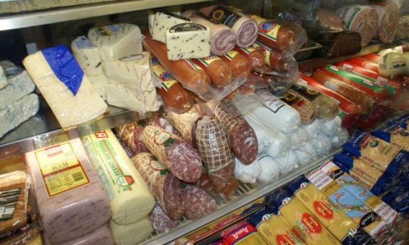 Meat cooler at D'Aleo Italian Deli in St. Augustine.