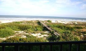 Beautiful view of Saint Augustine's wide sandy beaches from Captains Quarters Condos!