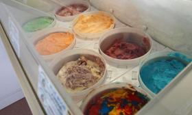 Eight flavors of Cone Heads Ice Cream