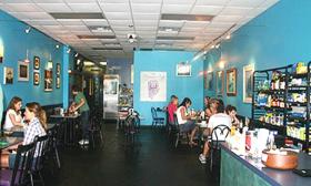 The cheerful dining room of the Manatee Café in St. Augustine.