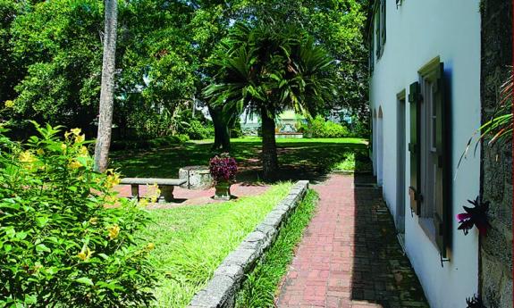 Picturesque garden at the Oldest House Museum Complex. 