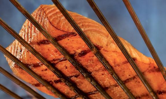 Salmon on wood-fired grill at Red Lobster