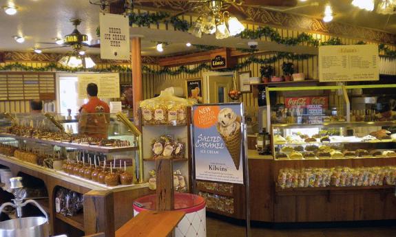 The inside of this chocolate store displays a variety of sweet treats