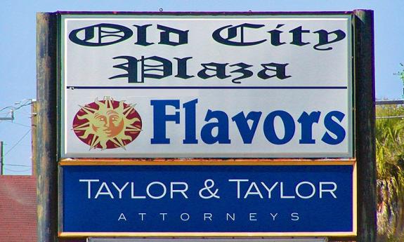 The Old City Plaza sign where St. Augustine Bike Rentals is located.