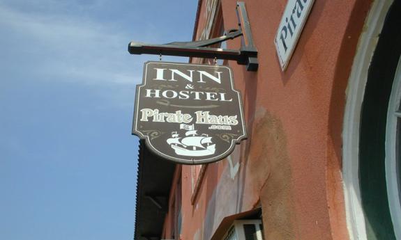 Sign outside the Pirate Haus Inn in St. Augustine.