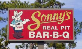 Sonny's Barbecue outside restaurant sign in St. Augustine, Florida