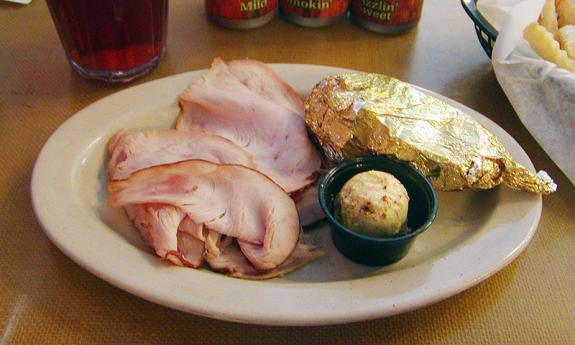 Turkey platter from Sonny's with smoked turkey and sides