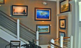 Colorful artwork at Tripp Harrison gallery transports you to a relaxing frame of mind. 