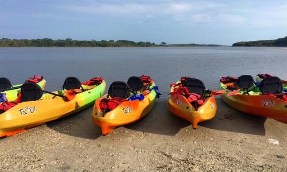 kayaks on the beach 