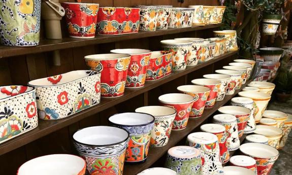 Colorful clay pots at Market to Market in St. Augustine, Florida.