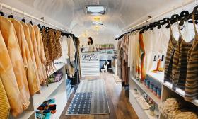 Inside of Merry Tate's airstream boutique