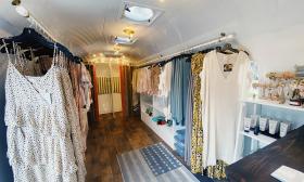 Inside of Merry Tate's airstream boutique
