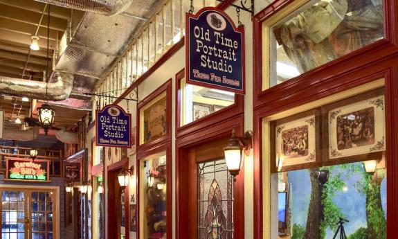 The Old Time Portrait Studio storefront inside of Heritage Walk