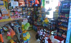 A display of toys set up inside the store
