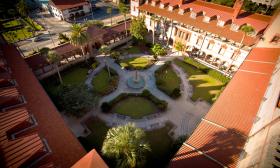 The Ponce Courtyard, seen from on high, at Flagler College in St. Augustine.