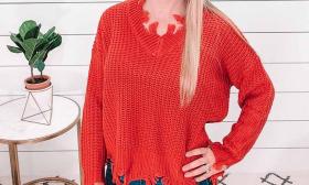 Red Sweater at The Pink Pineapple Boutique in St. Augustine, Fl 