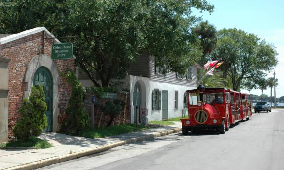 Ripley's Sightseeing Train take visitors around historic downtown St. Augustine. 