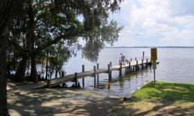 The launch ramp and dock on the property