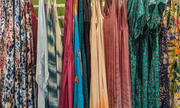 Colorful dresses for sale at Rochelle's Boutique in St. Augustine.