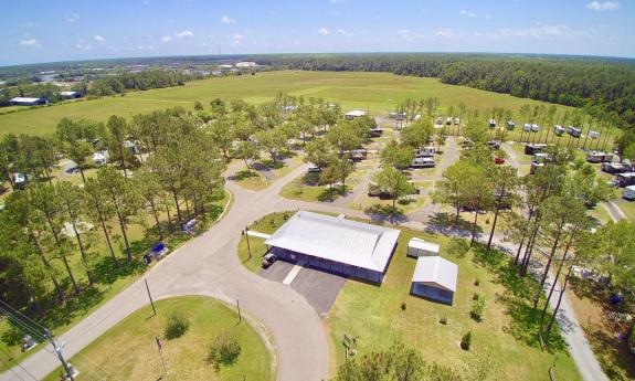 Bird's eye view of Stage Coach RV Park in St. Augustine, Florida.