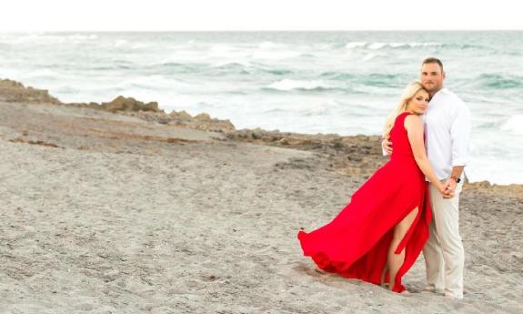 A couple captured by Sarahdipity Photos in St. Augustine Beach, FL.