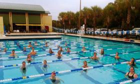 Swimmers in the Solomon Calhoun Community Center in St. Augustine, FL.